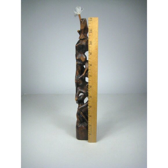African Makonde Tree of Life Hand Carved Ebony Wood Statue Tribal Figures 13 in - Picture 5 of 15